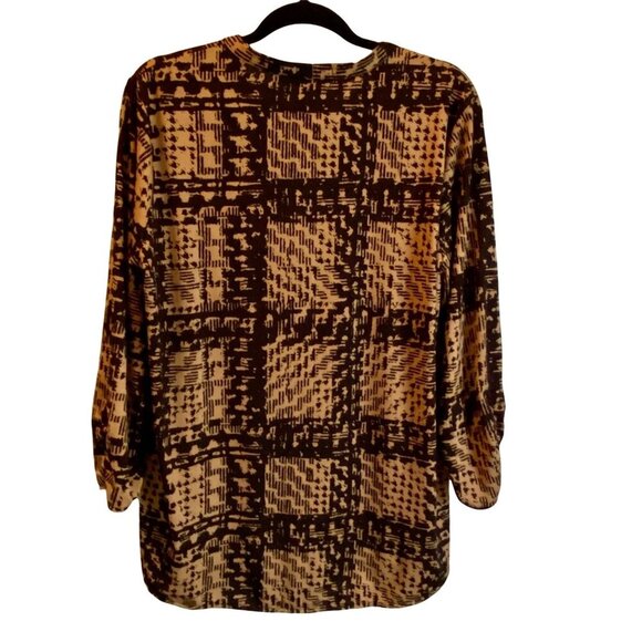 Faded Glory Black and Tan Button Down 3/4 Sleeve Top Women's Size XL - Picture 6 of 7